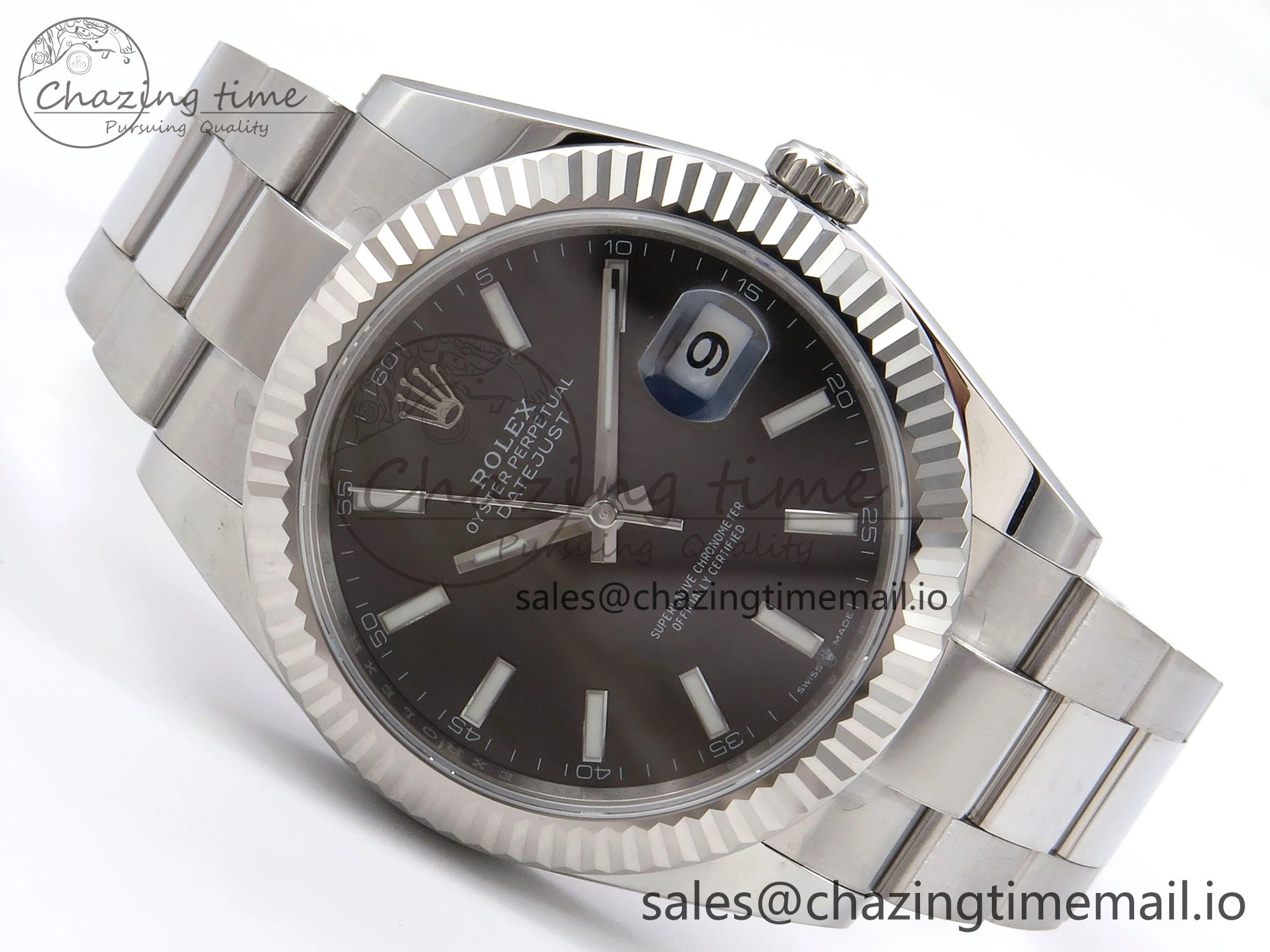 Packable DateJust 41 126334 EWEF Best Edition Gray Stick Dial on Oyster Bracelet A 1055