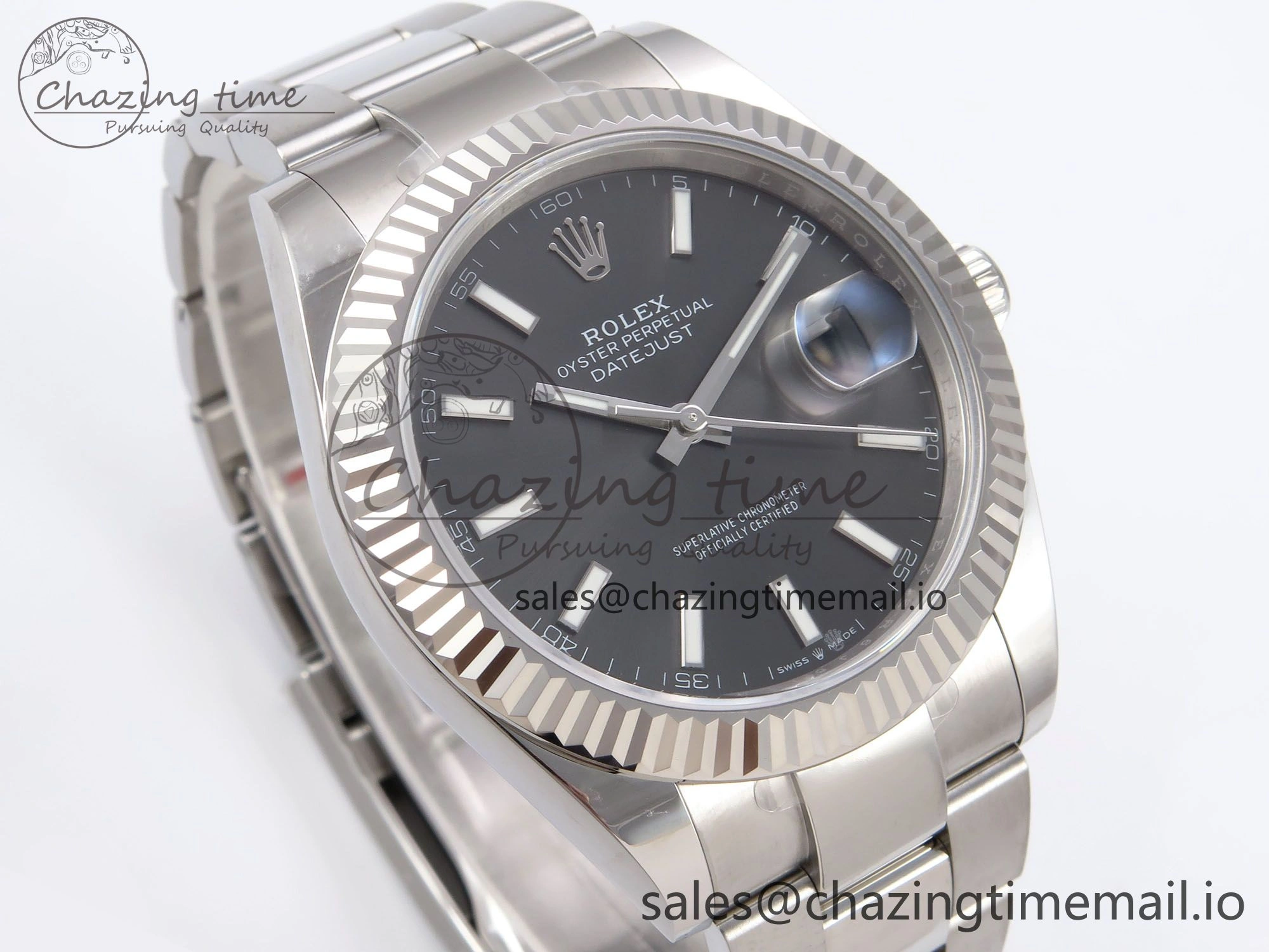 Packable DateJust 41 126334 EWEF Best Edition Gray Stick Dial on Oyster Bracelet A 1055