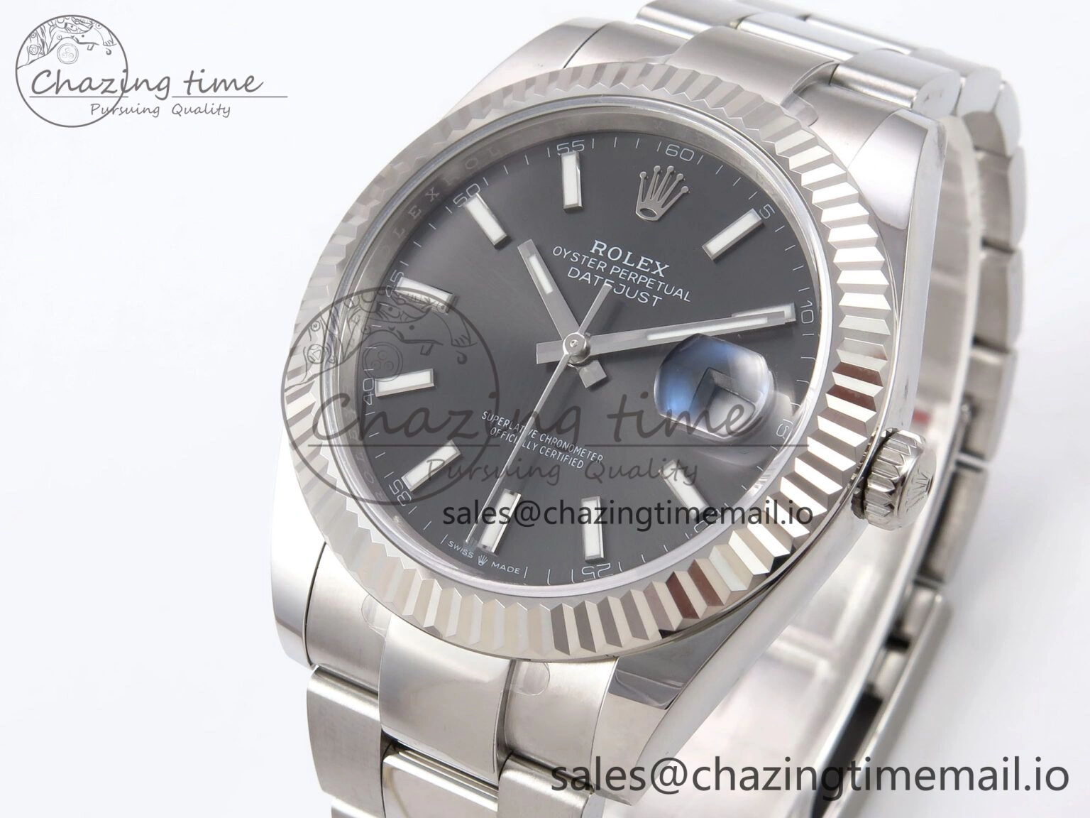 Packable DateJust 41 126334 EWEF Best Edition Gray Stick Dial on Oyster Bracelet A 1055