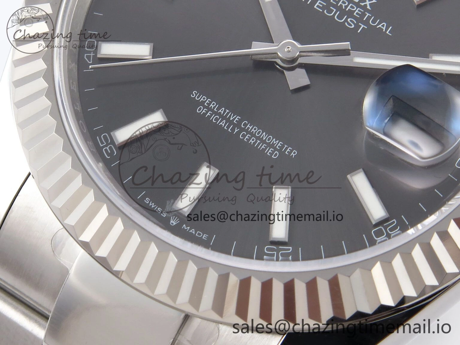 Packable DateJust 41 126334 EWEF Best Edition Gray Stick Dial on Oyster Bracelet A 1055