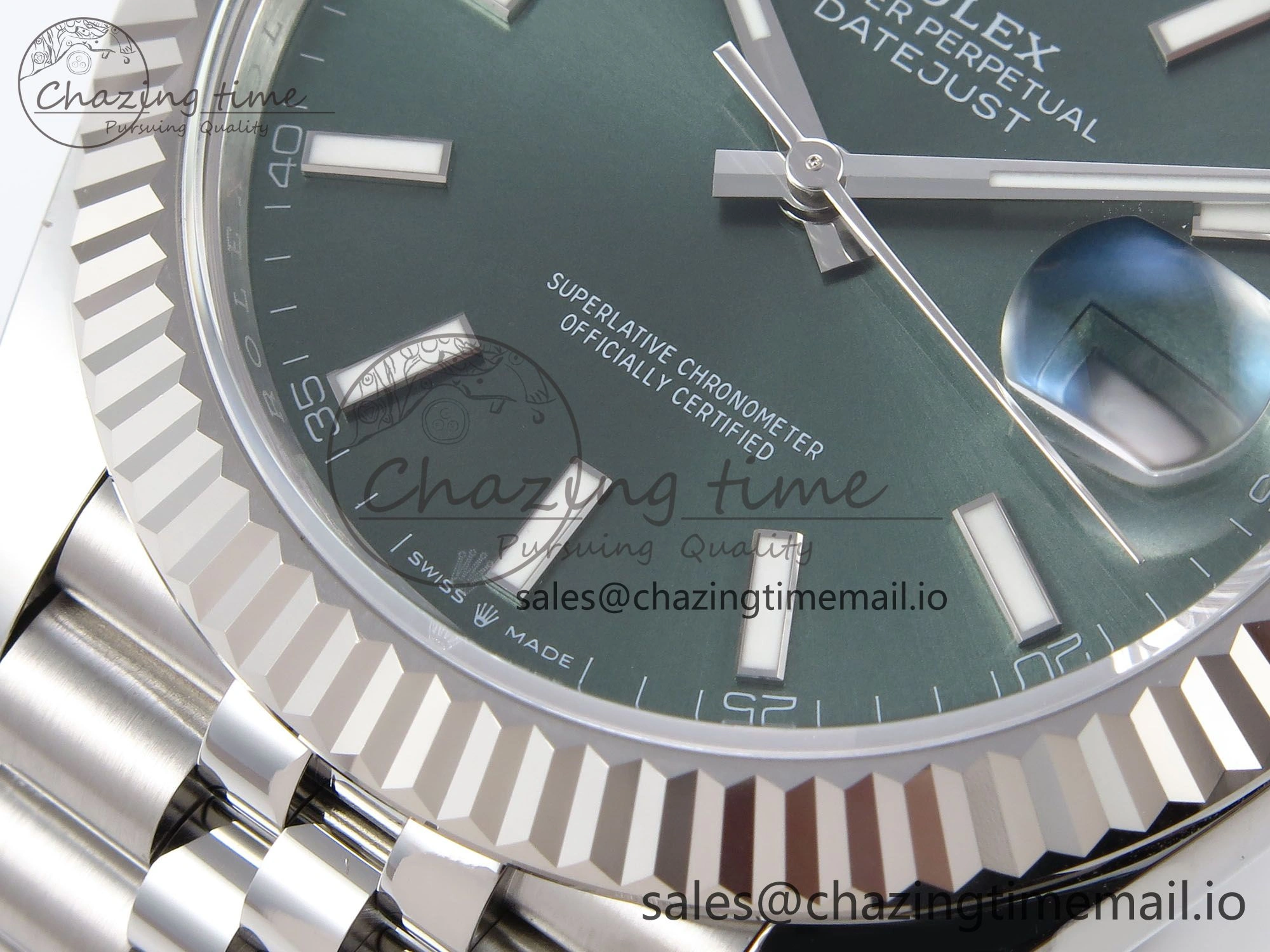 SportInspired DateJust 41 126334 EWEF Best Edition Green Stick Dial on Jubilee Bracelet A 1048
