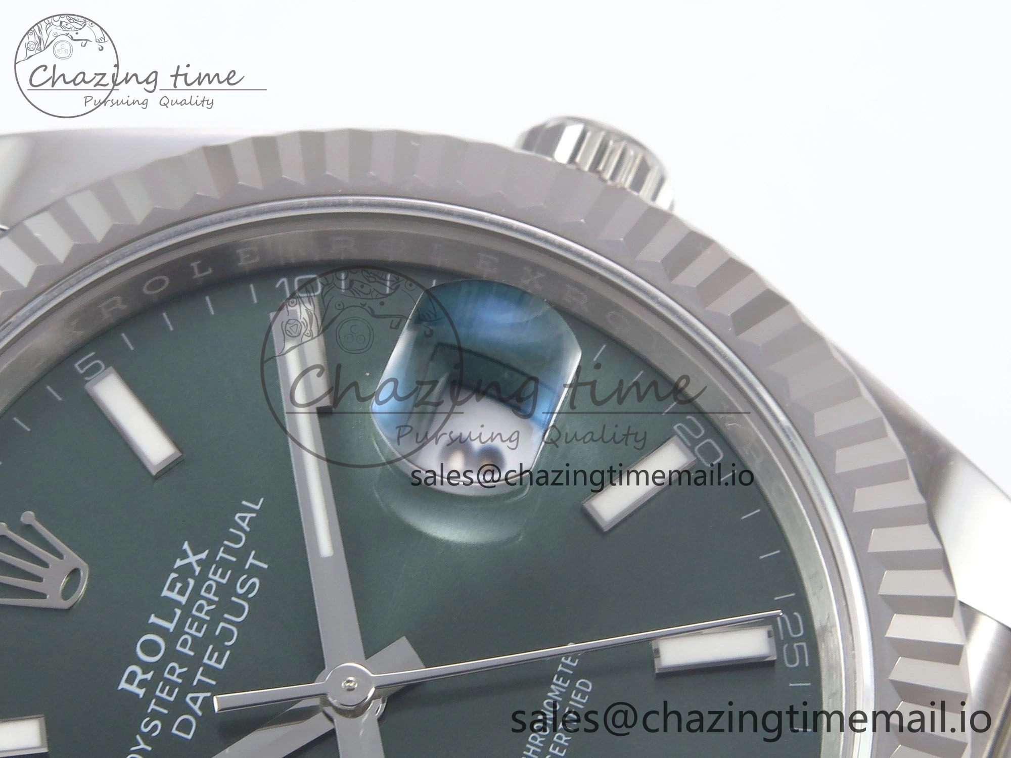 SportInspired DateJust 41 126334 EWEF Best Edition Green Stick Dial on Jubilee Bracelet A 1048