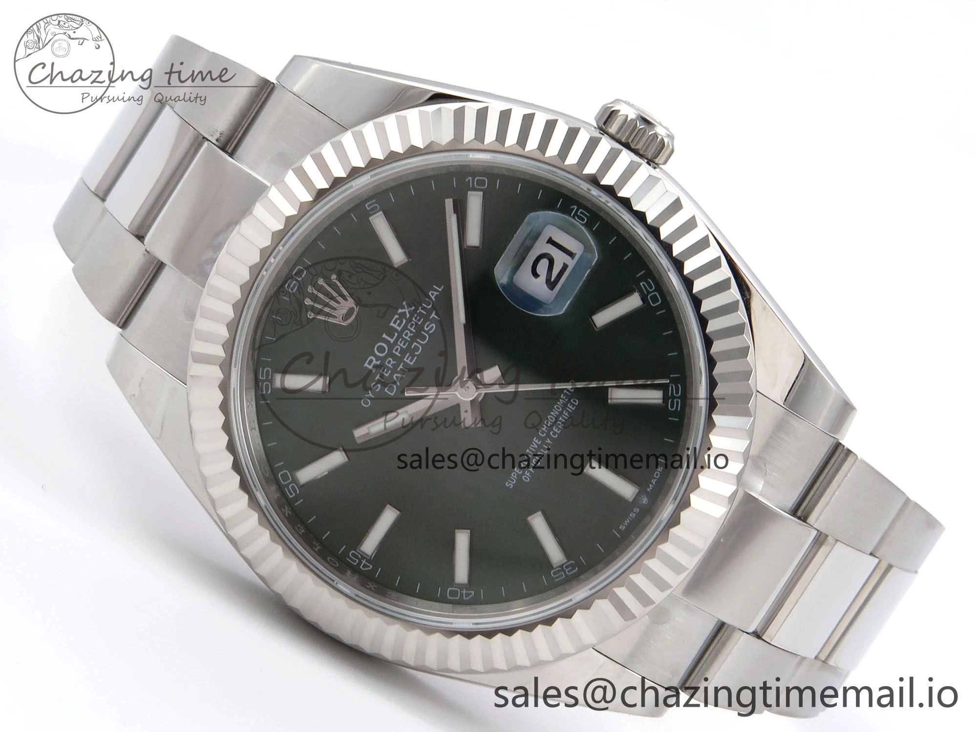 Durable DateJust 41 126334 EWEF Best Edition Green Stick Dial on Oyster Bracelet A 1015