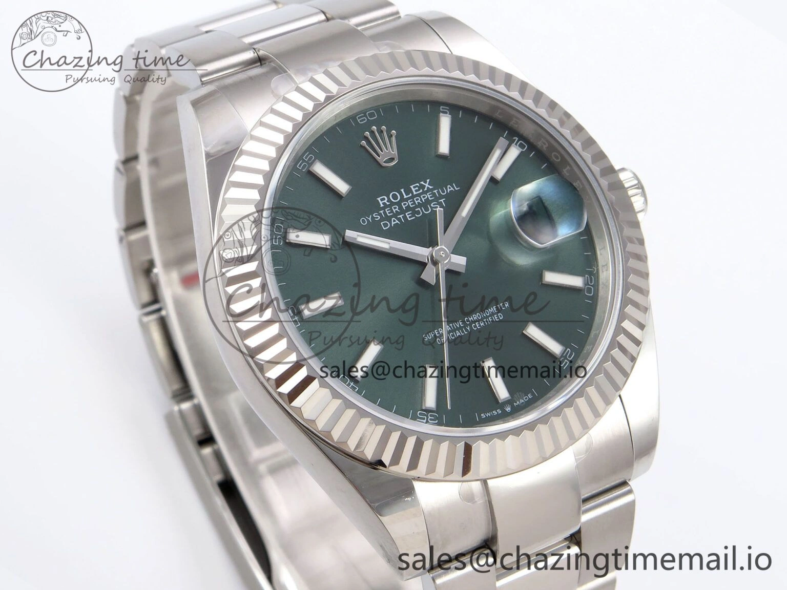 Durable DateJust 41 126334 EWEF Best Edition Green Stick Dial on Oyster Bracelet A 1015