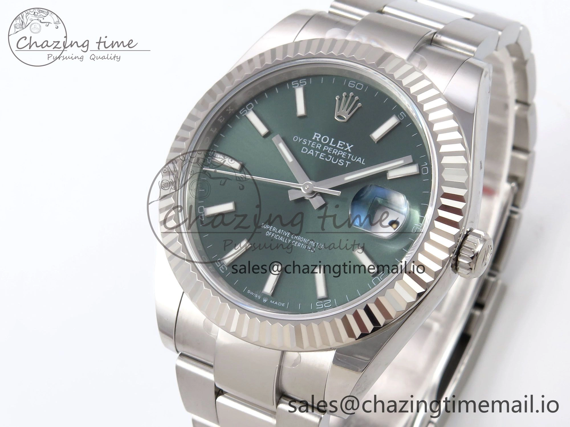 Durable DateJust 41 126334 EWEF Best Edition Green Stick Dial on Oyster Bracelet A 1015