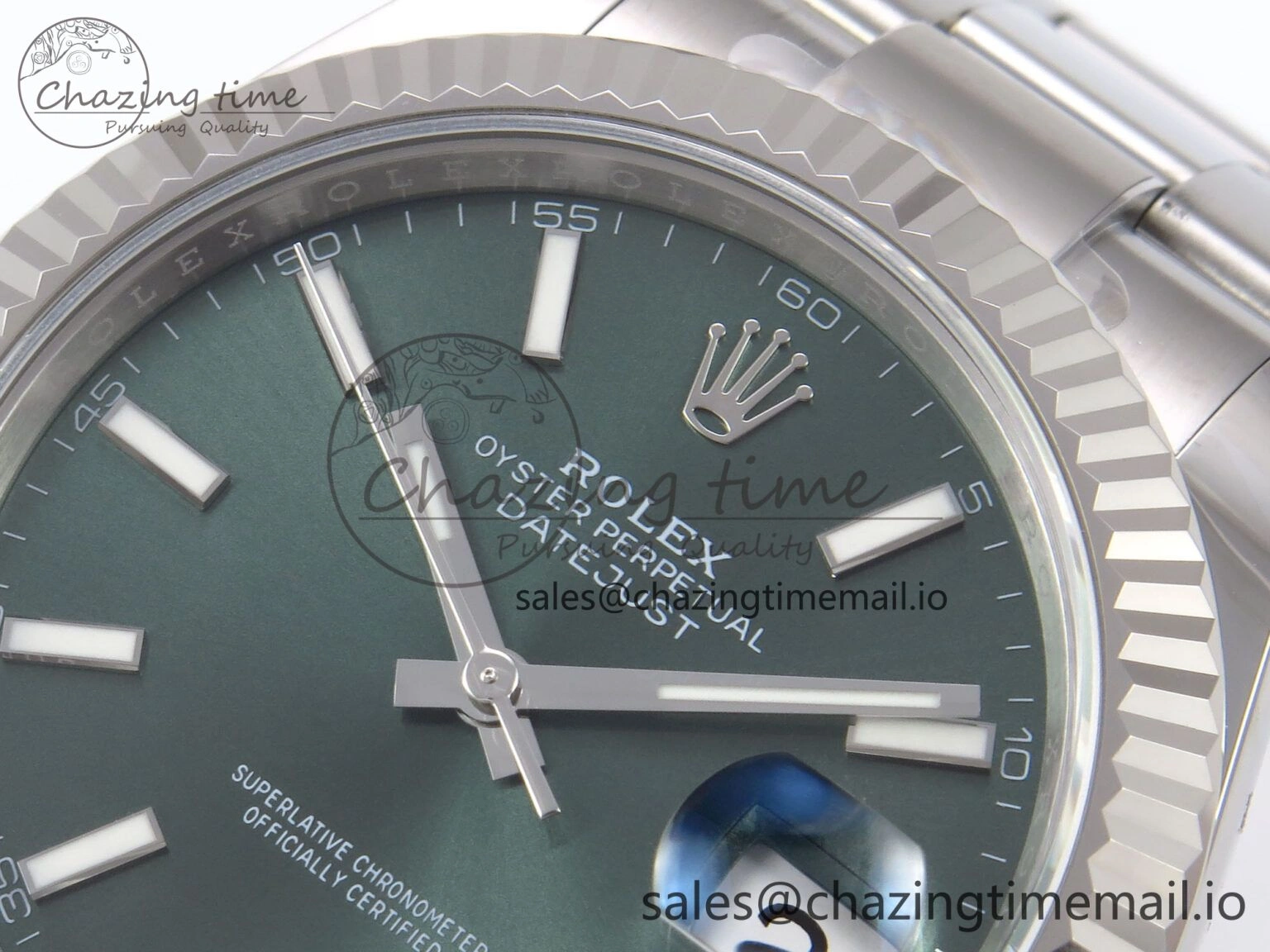 Durable DateJust 41 126334 EWEF Best Edition Green Stick Dial on Oyster Bracelet A 1015
