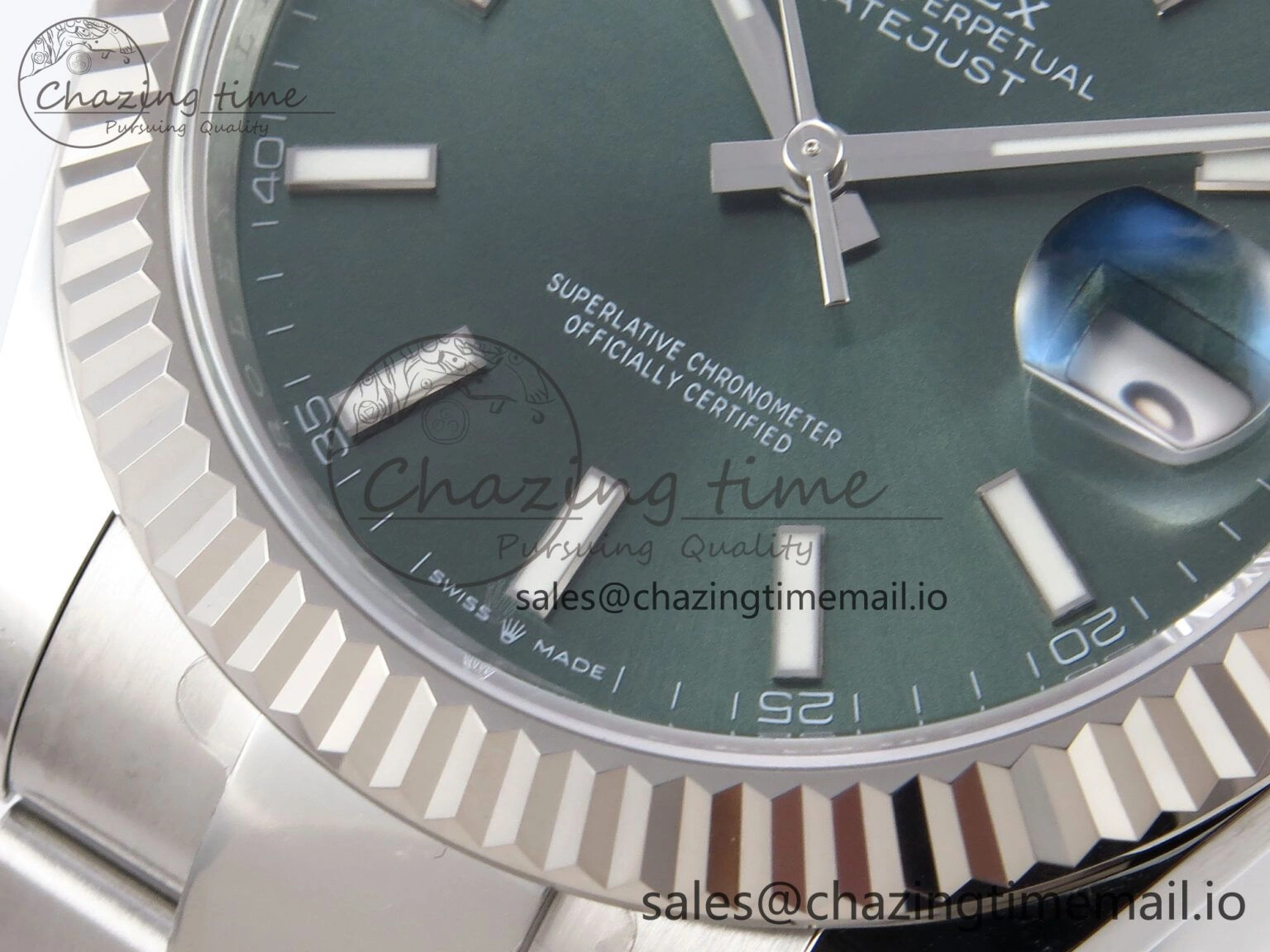 Durable DateJust 41 126334 EWEF Best Edition Green Stick Dial on Oyster Bracelet A 1015