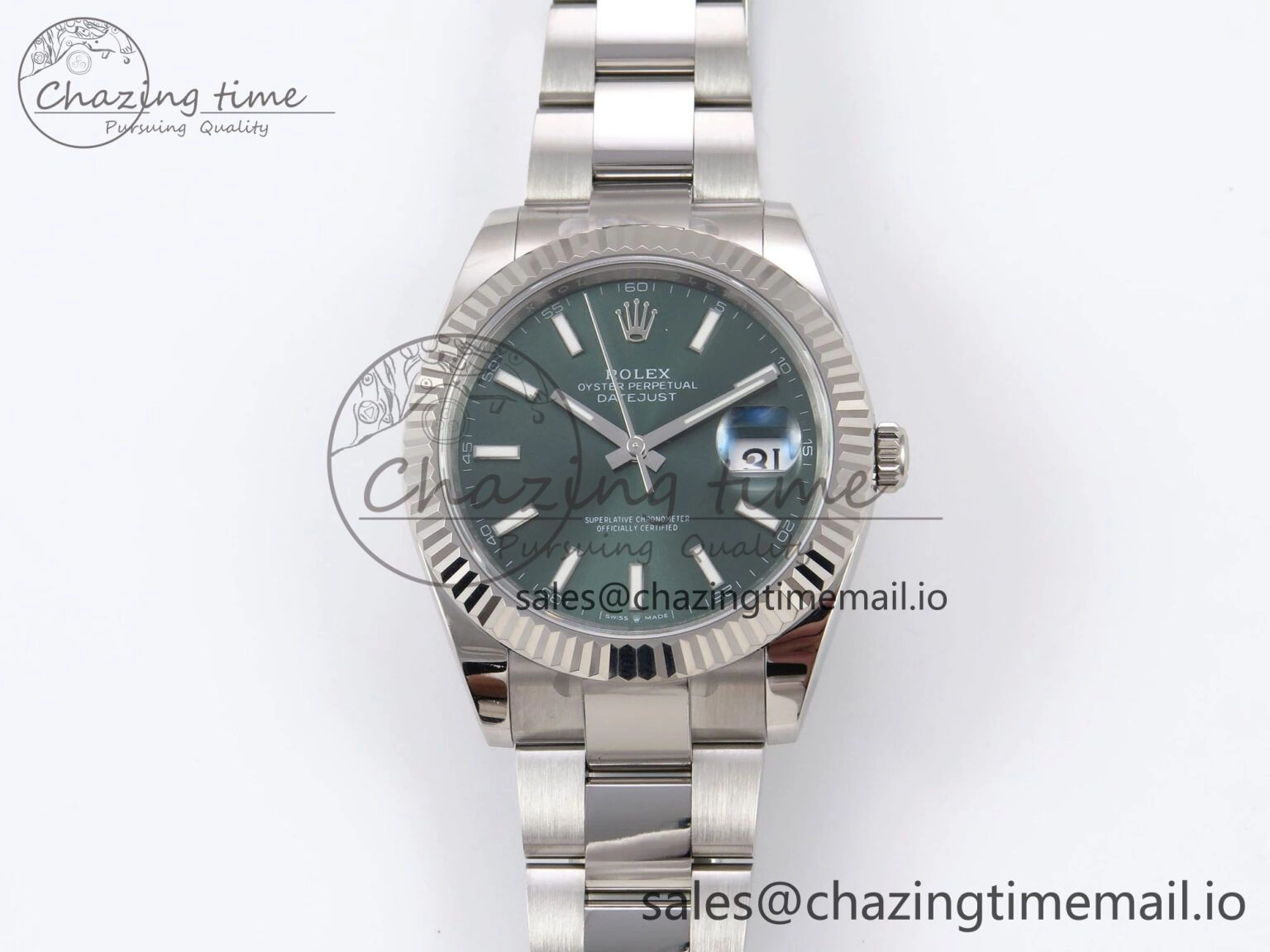 Durable DateJust 41 126334 EWEF Best Edition Green Stick Dial on Oyster Bracelet A 1015
