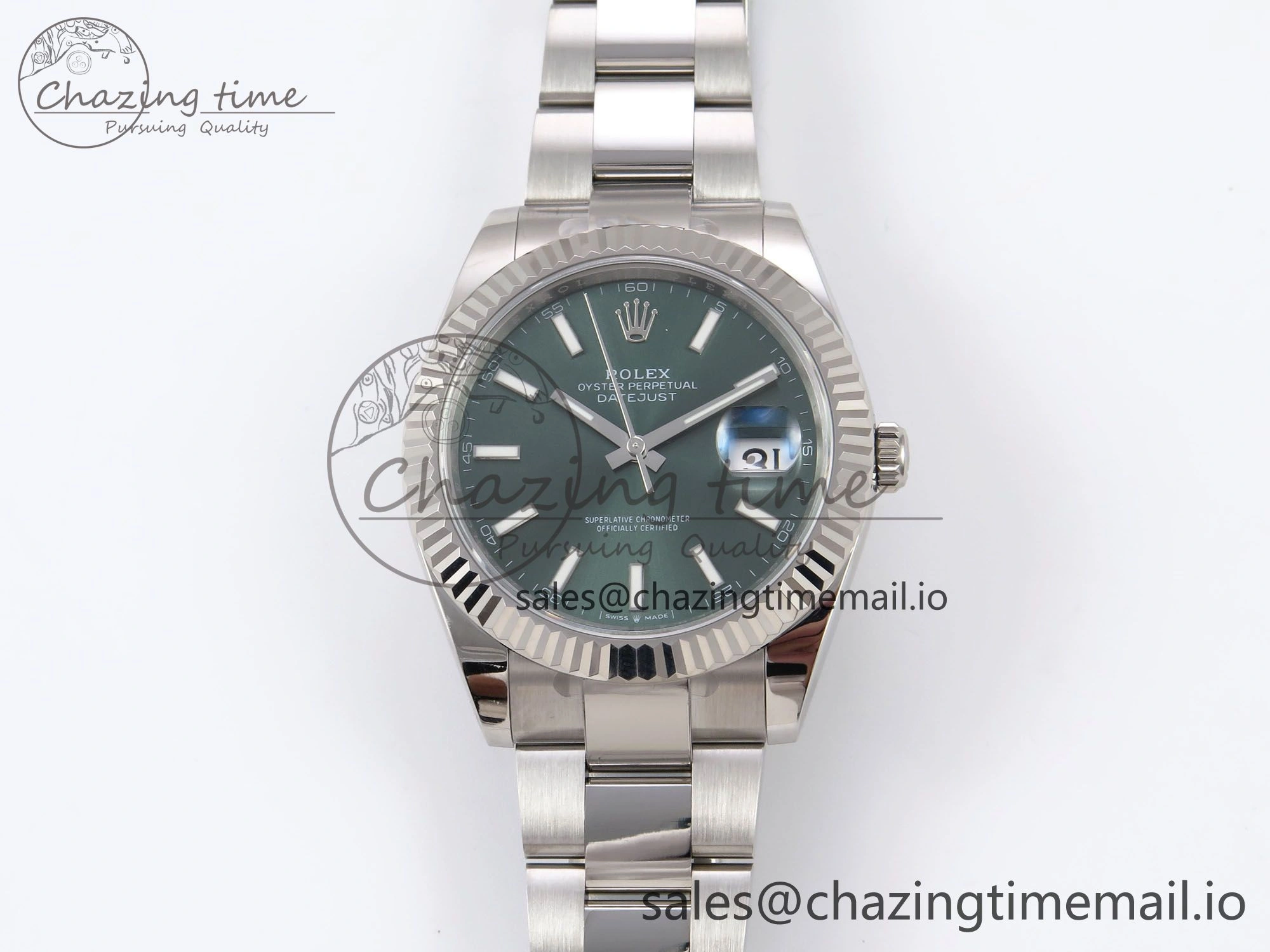 Durable DateJust 41 126334 EWEF Best Edition Green Stick Dial on Oyster Bracelet A 1015