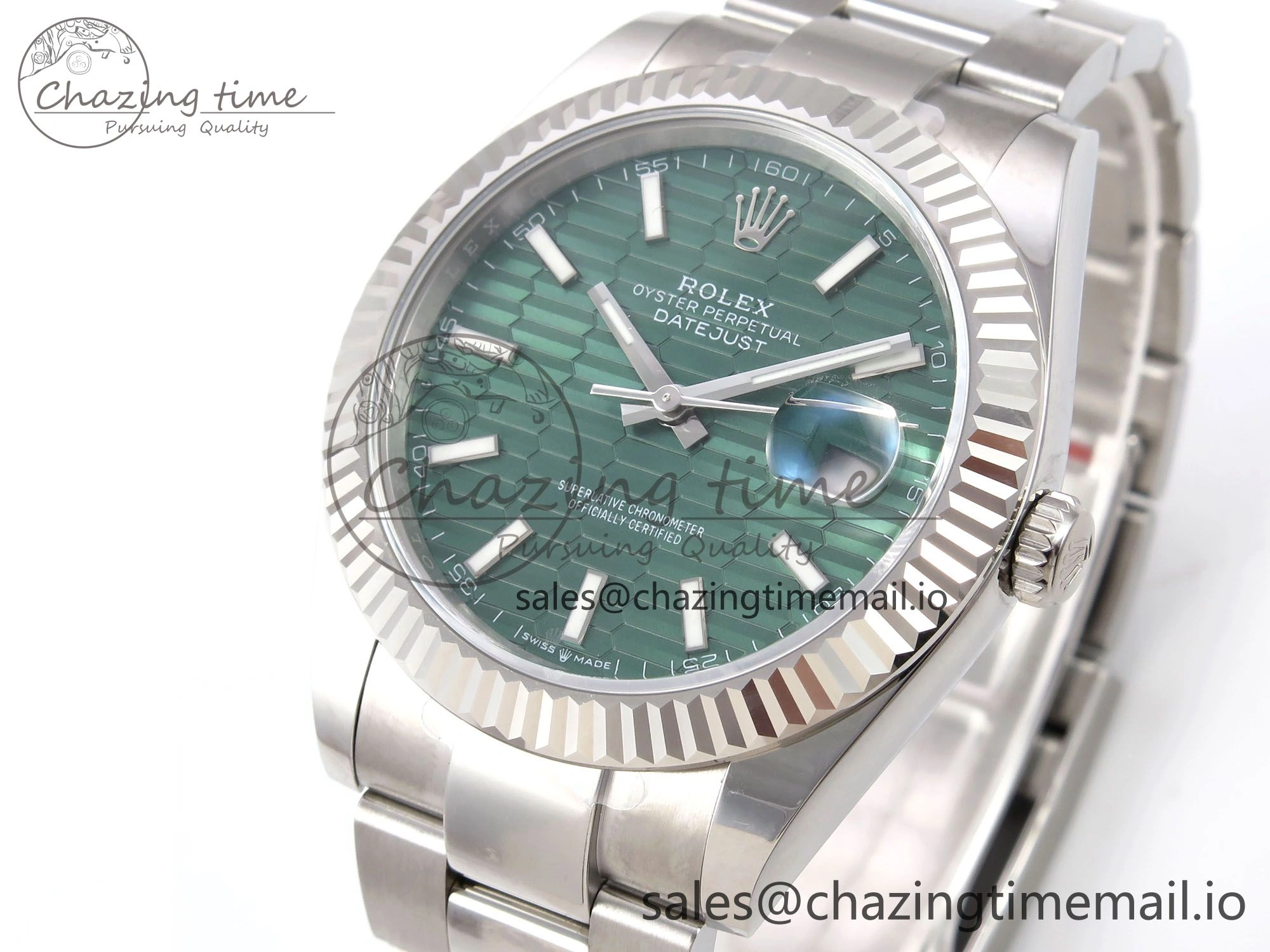 Practical DateJust 41 126334 EWEF Best Edition Green Textured Dial on Oyster Bracelet A 1051