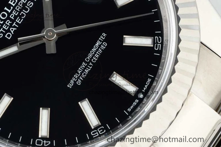 DateJust 41 126334 NTF 1:1 Best Edition 904L Steel Black Stick Dial on Oyster Bracelet VR Unisex 2286