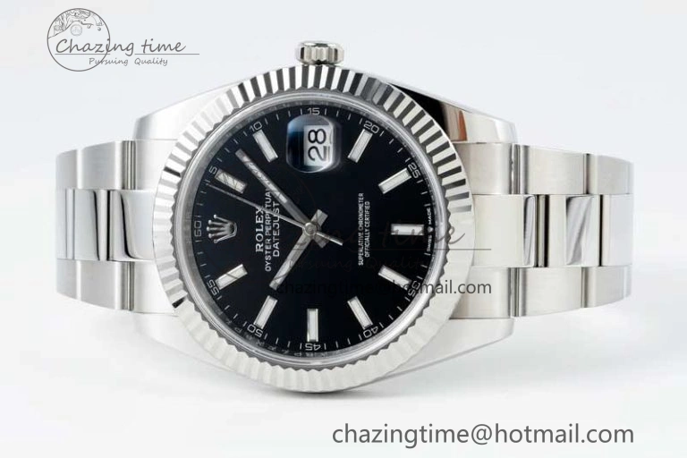 DateJust 41 126334 NTF 1:1 Best Edition 904L Steel Black Stick Dial on Oyster Bracelet VR Unisex 2286