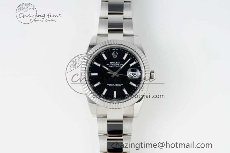 DateJust 41 126334 NTF 1:1 Best Edition 904L Steel Black Stick Dial on Oyster Bracelet VR Unisex 2286