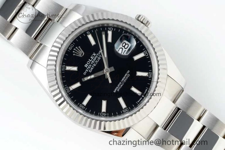 DateJust 41 126334 NTF 1:1 Best Edition 904L Steel Black Stick Dial on Oyster Bracelet VR Unisex 2286