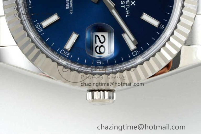 Casual DateJust 41 126334 NTF 1:1 Best Edition 904L Steel Blue Stick Dial on Oyster Bracelet VR 2280