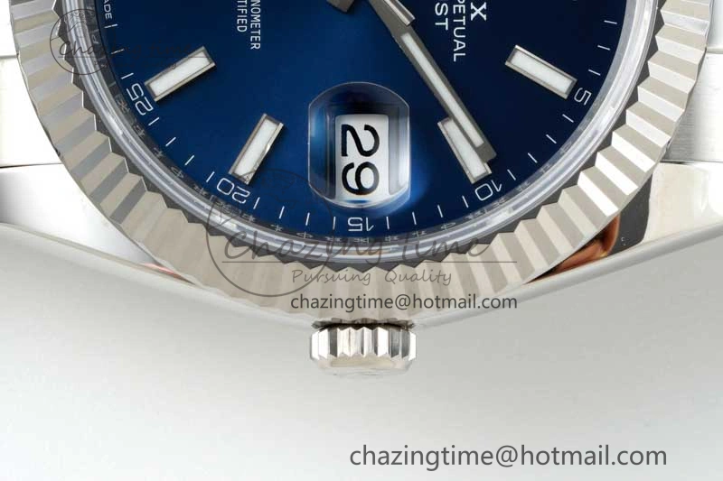 Casual DateJust 41 126334 NTF 1:1 Best Edition 904L Steel Blue Stick Dial on Oyster Bracelet VR 2280