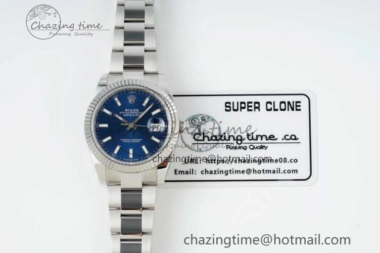 Casual DateJust 41 126334 NTF 1:1 Best Edition 904L Steel Blue Stick Dial on Oyster Bracelet VR 2280