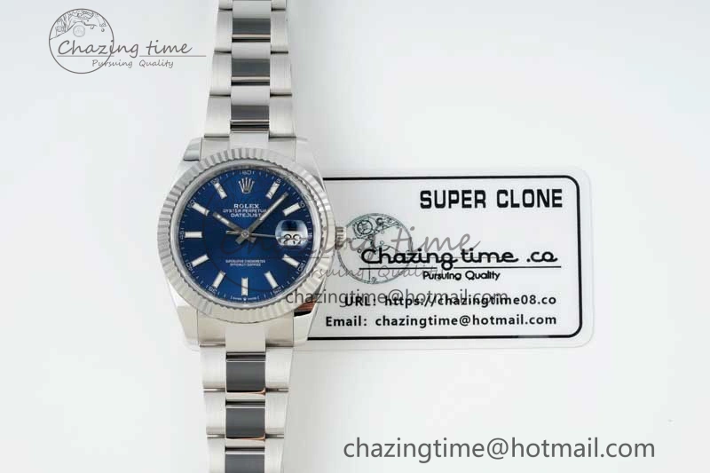 Casual DateJust 41 126334 NTF 1:1 Best Edition 904L Steel Blue Stick Dial on Oyster Bracelet VR 2280