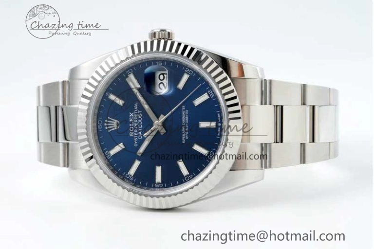 Casual DateJust 41 126334 NTF 1:1 Best Edition 904L Steel Blue Stick Dial on Oyster Bracelet VR 2280