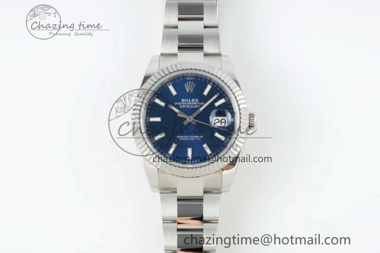 Casual DateJust 41 126334 NTF 1:1 Best Edition 904L Steel Blue Stick Dial on Oyster Bracelet VR 2280