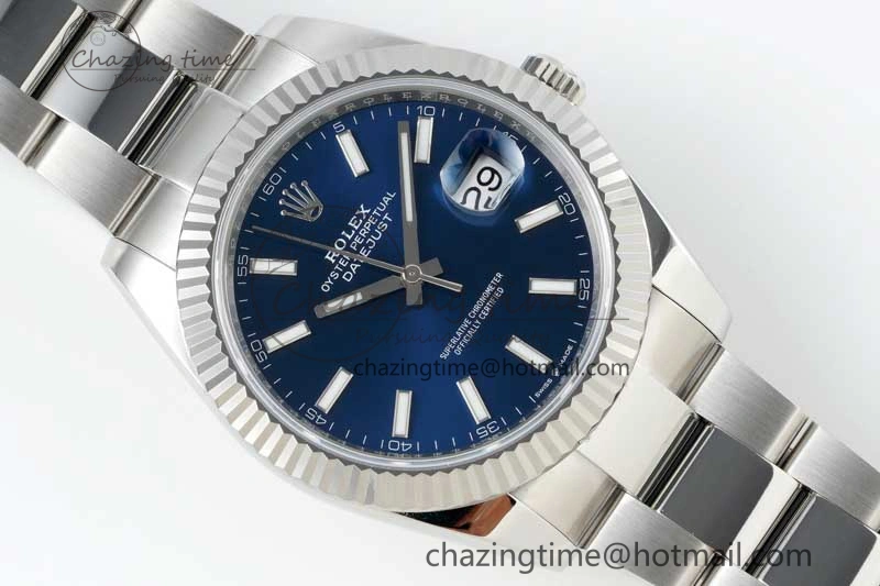Casual DateJust 41 126334 NTF 1:1 Best Edition 904L Steel Blue Stick Dial on Oyster Bracelet VR 2280