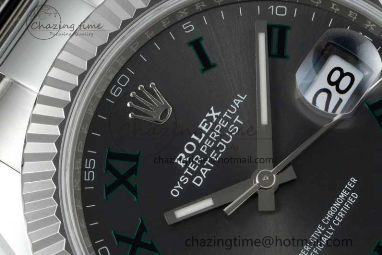 DateJust 41 126334 NTF 1:1 Best Edition 904L Steel Gray Dial Green Roman on Oyster Bracelet VR Casual 2285