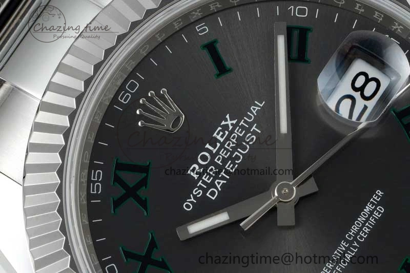 DateJust 41 126334 NTF 1:1 Best Edition 904L Steel Gray Dial Green Roman on Oyster Bracelet VR Casual 2285