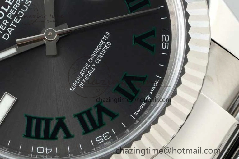 DateJust 41 126334 NTF 1:1 Best Edition 904L Steel Gray Dial Green Roman on Oyster Bracelet VR Casual 2285
