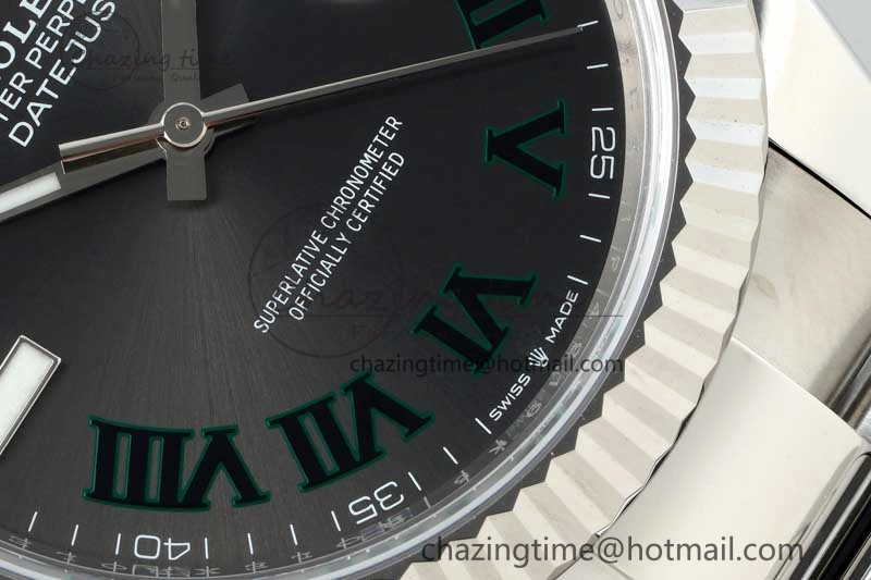 DateJust 41 126334 NTF 1:1 Best Edition 904L Steel Gray Dial Green Roman on Oyster Bracelet VR Casual 2285