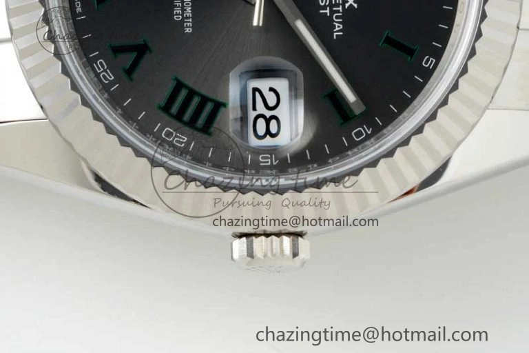 DateJust 41 126334 NTF 1:1 Best Edition 904L Steel Gray Dial Green Roman on Oyster Bracelet VR Casual 2285