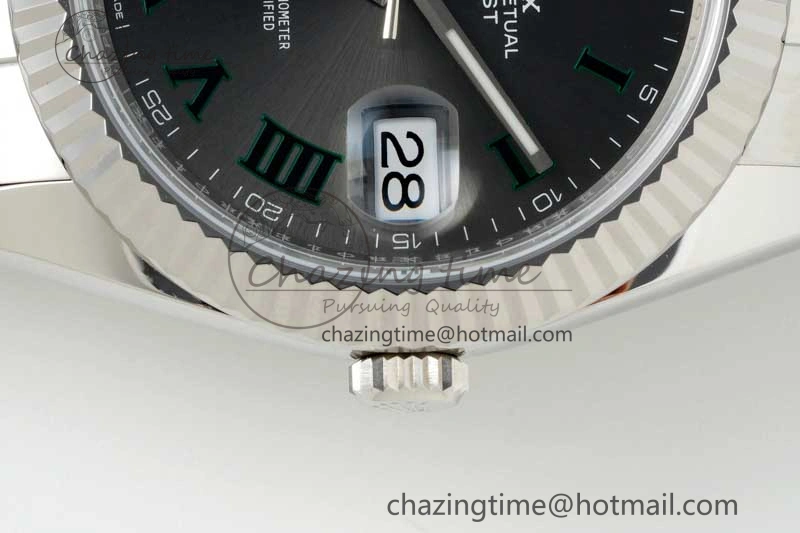 DateJust 41 126334 NTF 1:1 Best Edition 904L Steel Gray Dial Green Roman on Oyster Bracelet VR Casual 2285