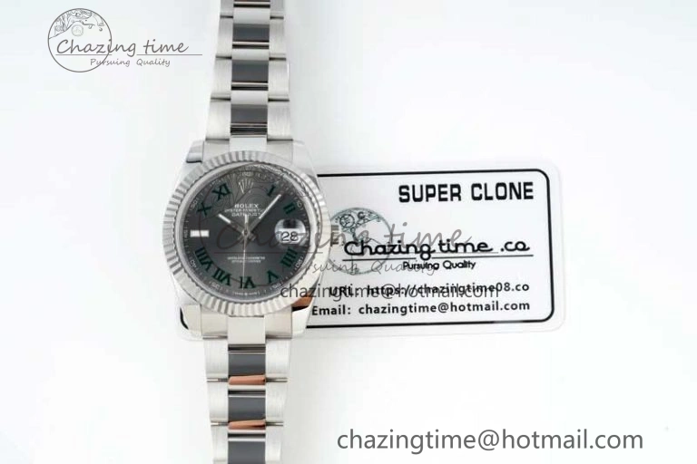 DateJust 41 126334 NTF 1:1 Best Edition 904L Steel Gray Dial Green Roman on Oyster Bracelet VR Casual 2285
