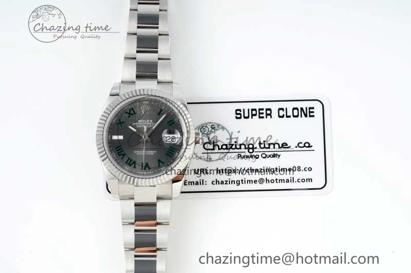 DateJust 41 126334 NTF 1:1 Best Edition 904L Steel Gray Dial Green Roman on Oyster Bracelet VR Casual 2285