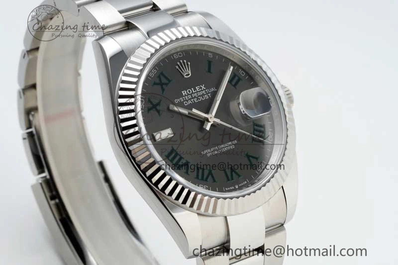 DateJust 41 126334 NTF 1:1 Best Edition 904L Steel Gray Dial Green Roman on Oyster Bracelet VR Casual 2285