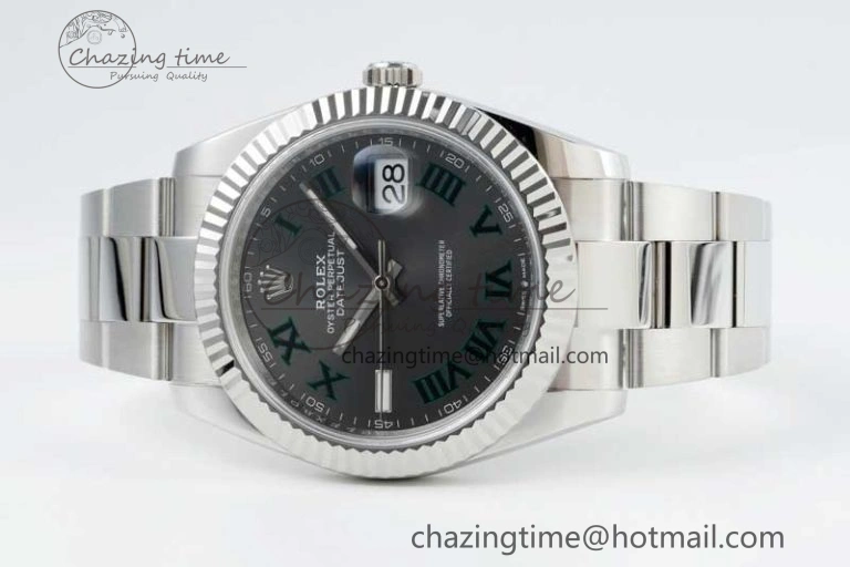 DateJust 41 126334 NTF 1:1 Best Edition 904L Steel Gray Dial Green Roman on Oyster Bracelet VR Casual 2285