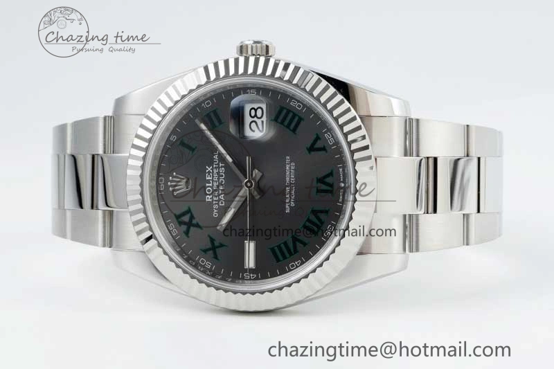 DateJust 41 126334 NTF 1:1 Best Edition 904L Steel Gray Dial Green Roman on Oyster Bracelet VR Casual 2285