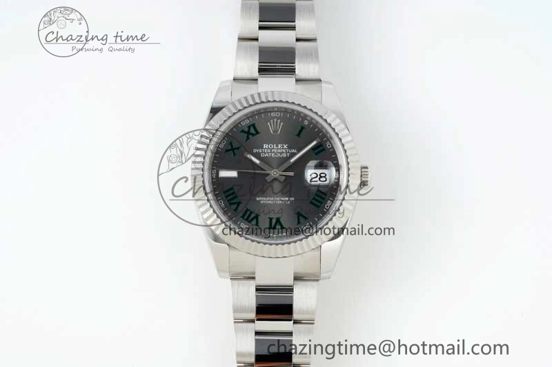 DateJust 41 126334 NTF 1:1 Best Edition 904L Steel Gray Dial Green Roman on Oyster Bracelet VR Casual 2285