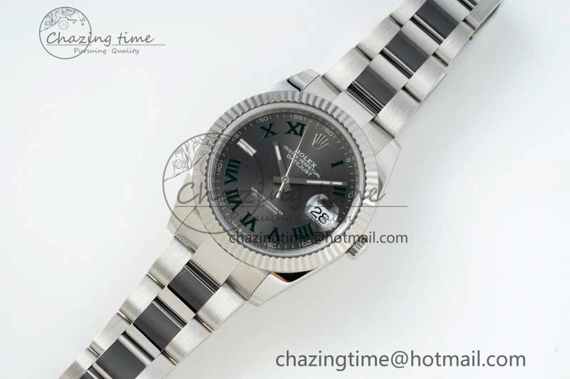 DateJust 41 126334 NTF 1:1 Best Edition 904L Steel Gray Dial Green Roman on Oyster Bracelet VR Casual 2285