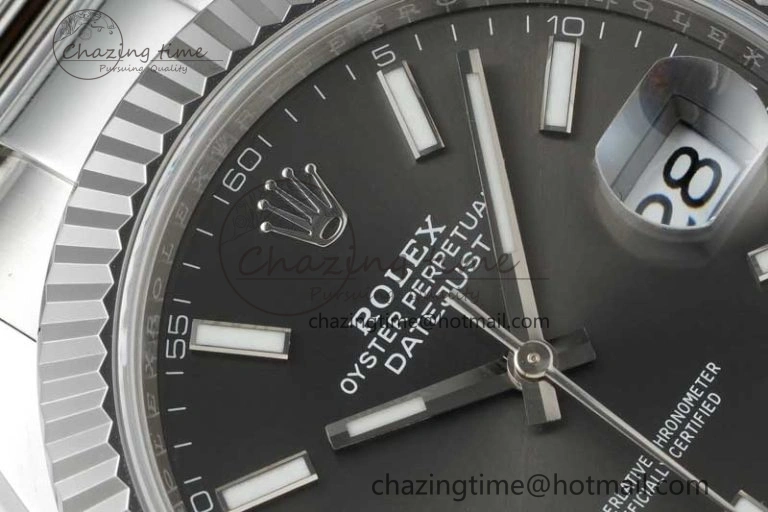 DateJust 41 126334 NTF 1:1 Best Edition 904L Steel Gray Stick Dial on Oyster Bracelet VR Youthful 2283