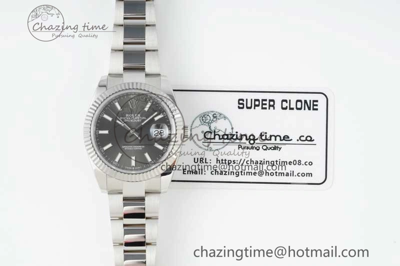 DateJust 41 126334 NTF 1:1 Best Edition 904L Steel Gray Stick Dial on Oyster Bracelet VR Youthful 2283