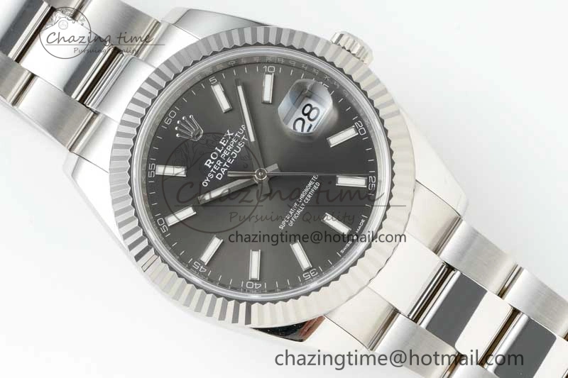 DateJust 41 126334 NTF 1:1 Best Edition 904L Steel Gray Stick Dial on Oyster Bracelet VR Youthful 2283