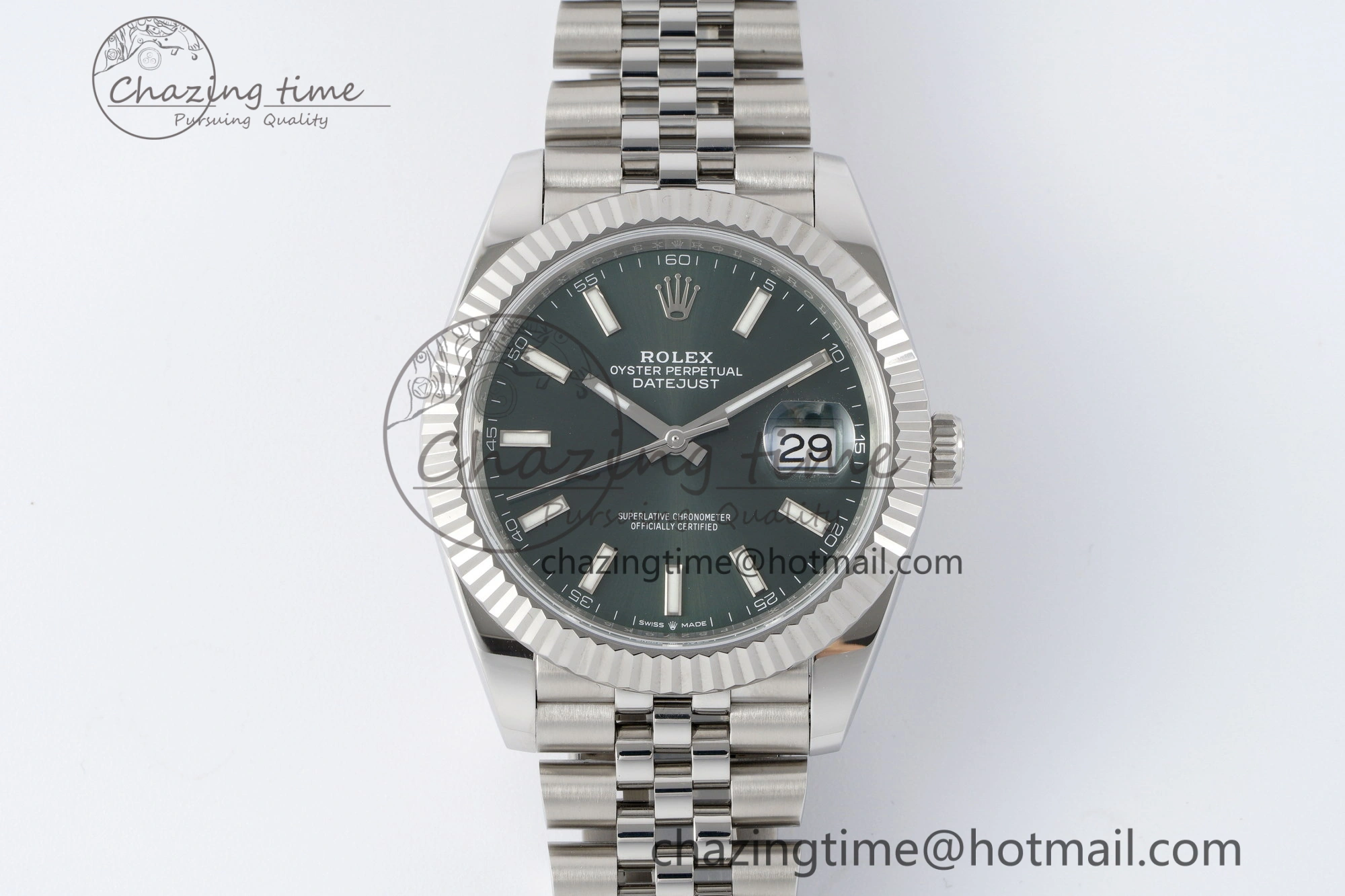 Cozy DateJust 41 126334 NTF 1:1 Best Edition 904L Steel Green Stick Dial on Jubilee Bracelet VR 2155