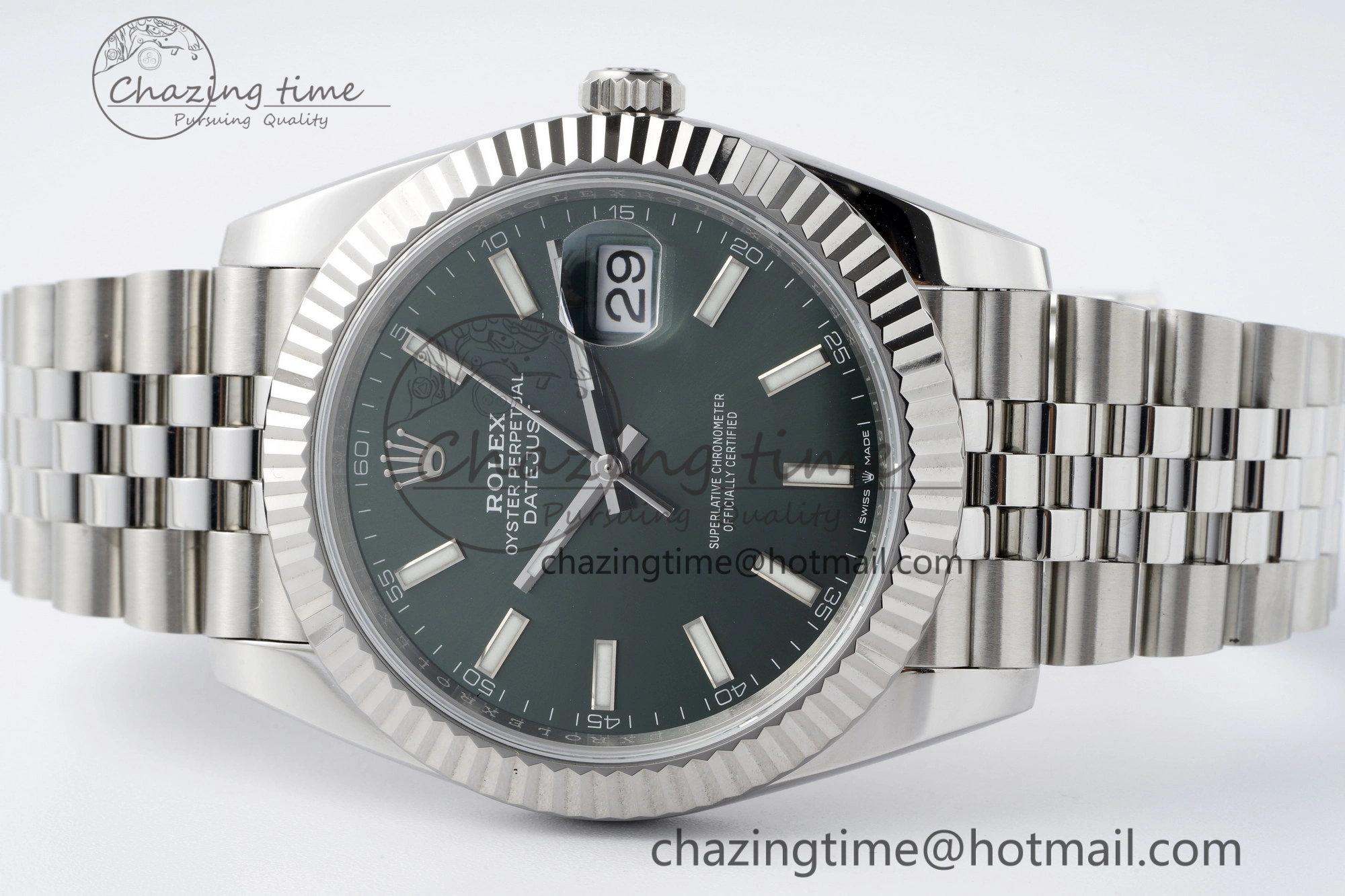 Cozy DateJust 41 126334 NTF 1:1 Best Edition 904L Steel Green Stick Dial on Jubilee Bracelet VR 2155