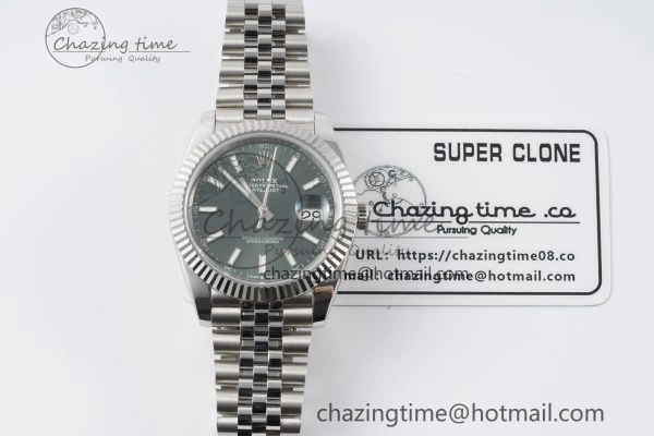 Cozy DateJust 41 126334 NTF 1:1 Best Edition 904L Steel Green Stick Dial on Jubilee Bracelet VR 2155