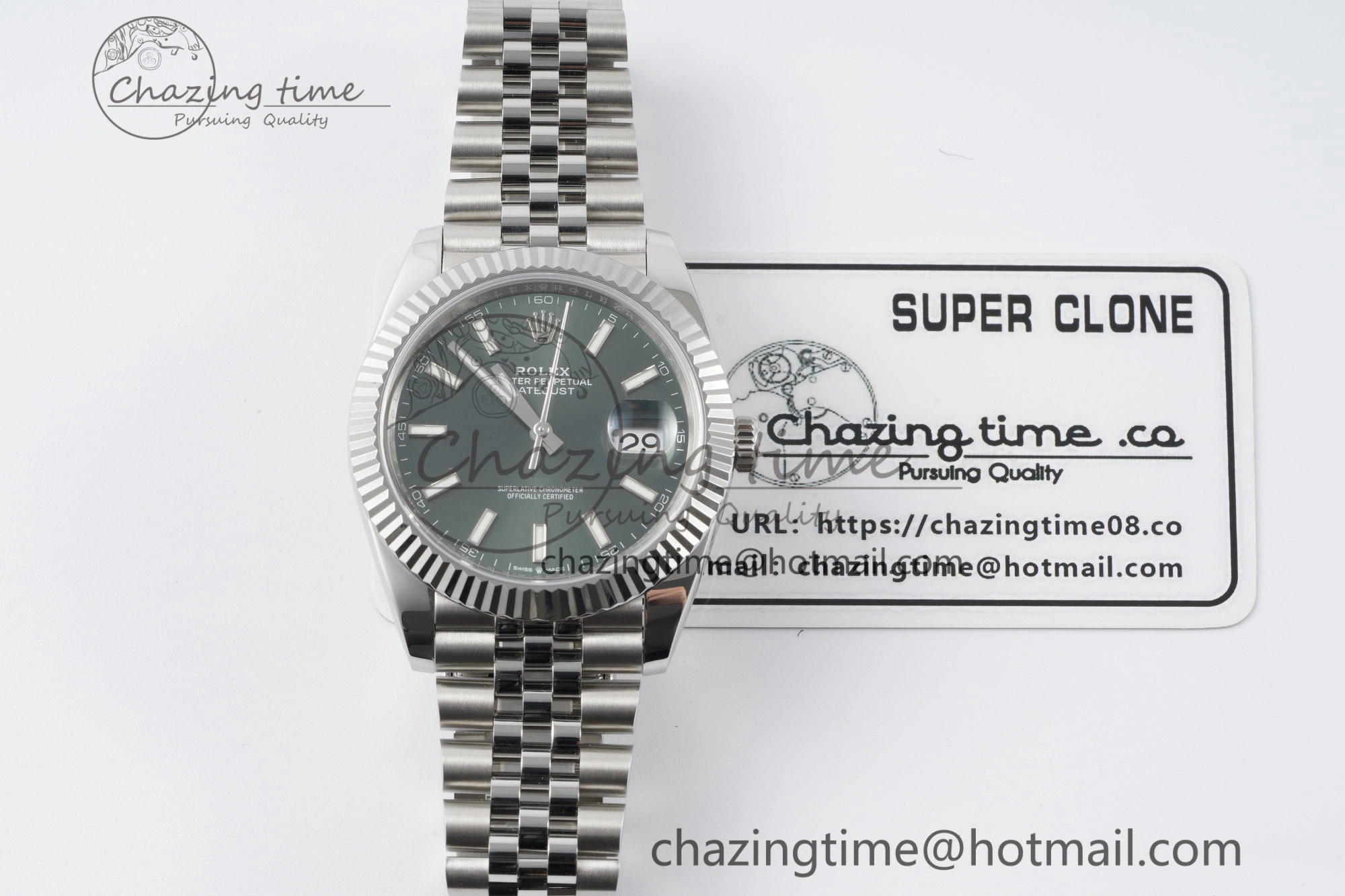 Cozy DateJust 41 126334 NTF 1:1 Best Edition 904L Steel Green Stick Dial on Jubilee Bracelet VR 2155