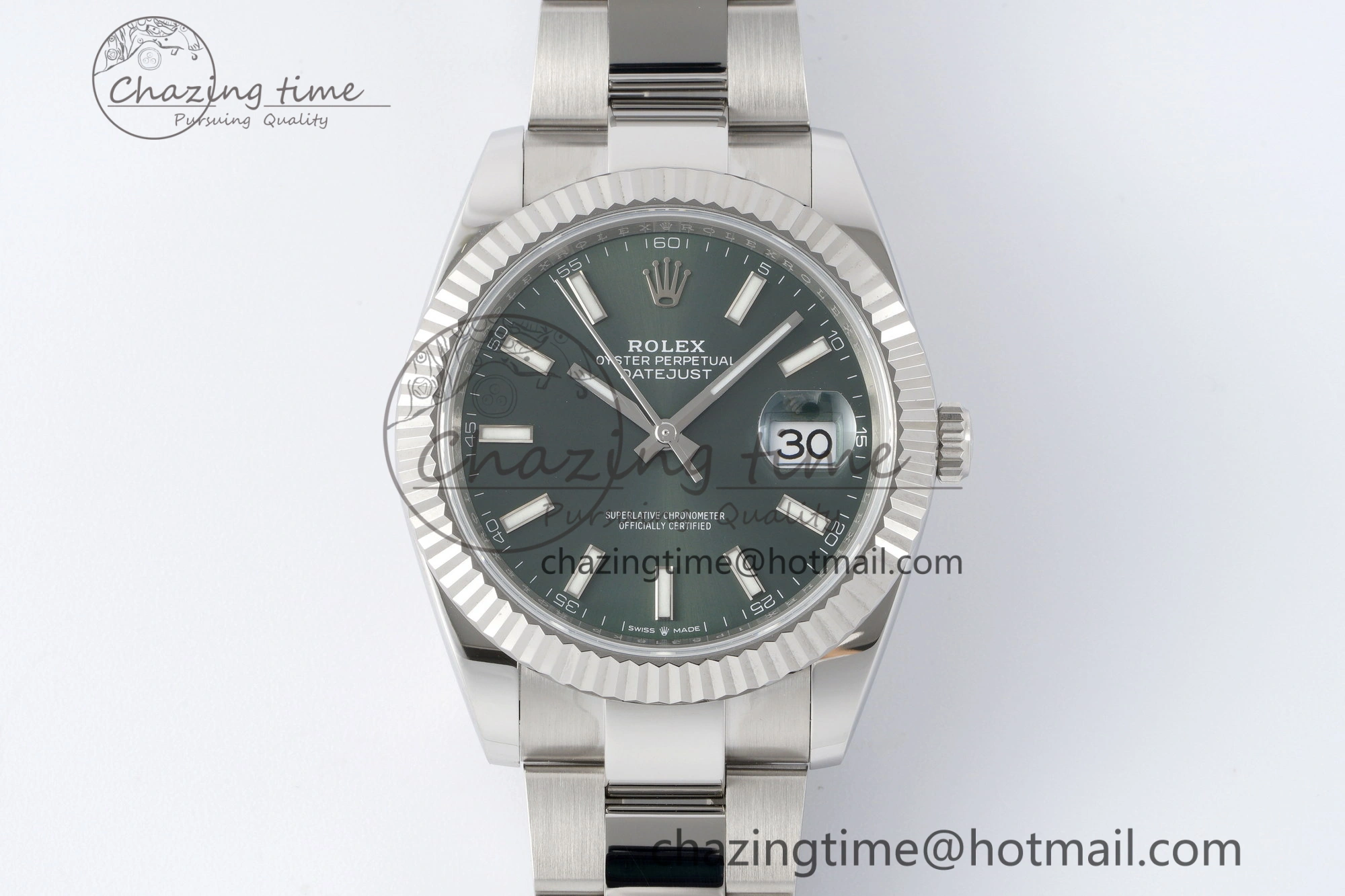 DateJust 41 126334 NTF 1:1 Best Edition 904L Steel Green Stick Dial on Oyster Bracelet VR NewStyle 2154
