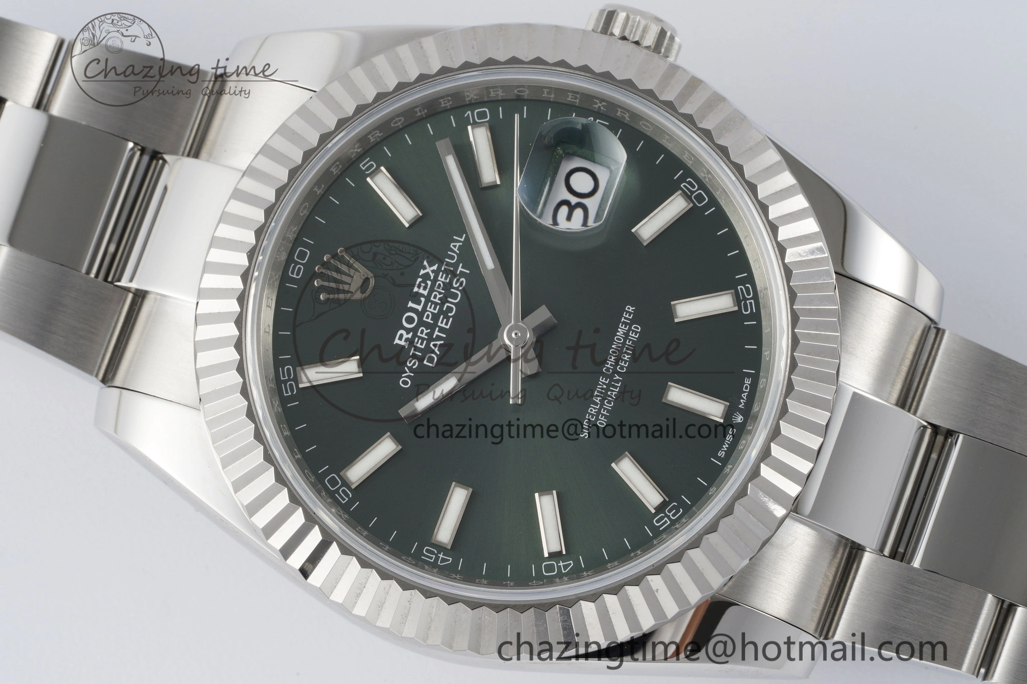 DateJust 41 126334 NTF 1:1 Best Edition 904L Steel Green Stick Dial on Oyster Bracelet VR NewStyle 2154