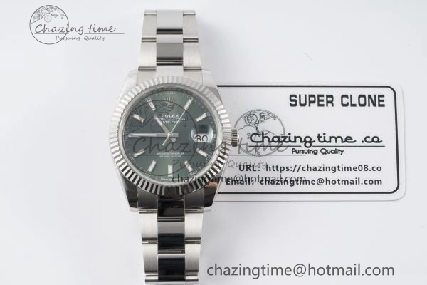 DateJust 41 126334 NTF 1:1 Best Edition 904L Steel Green Stick Dial on Oyster Bracelet VR NewStyle 2154