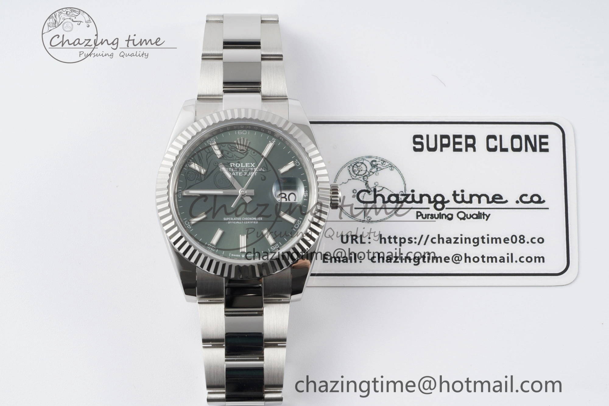 DateJust 41 126334 NTF 1:1 Best Edition 904L Steel Green Stick Dial on Oyster Bracelet VR NewStyle 2154