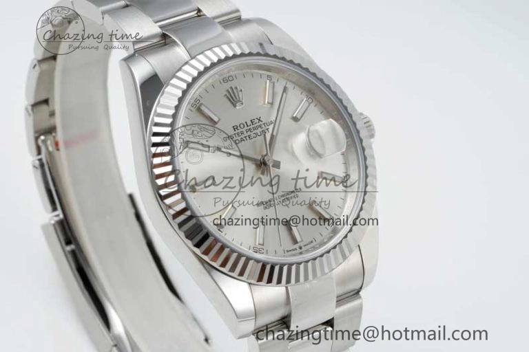 DateJust 41 126334 NTF 1:1 Best Edition 904L Steel Silver Stick Dial on Oyster Bracelet VR Contemporary 2282